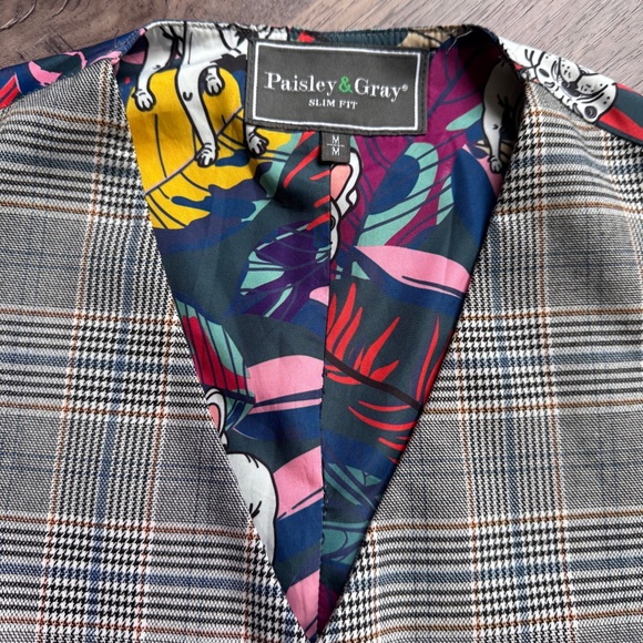 Paisley & Gray Checkered Vest - Unique French / Frenchie Design - Tailored - Picture 7 of 12